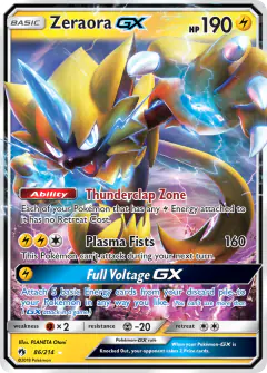 Zeraora-GX 86/214 Rare Holo GX card from Lost Thunder