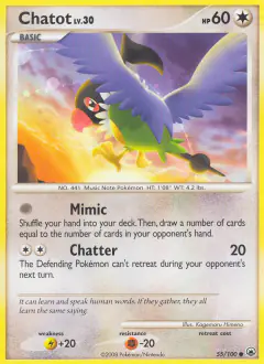 Chatot 55/100 Common card from Majestic Dawn