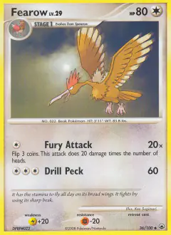 Fearow 36/100 Uncommon card from Majestic Dawn
