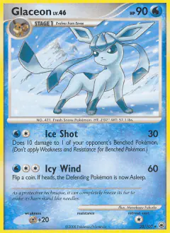 Glaceon 20/100 Rare card from Majestic Dawn