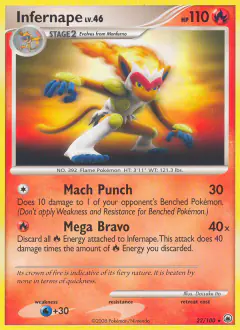 Infernape 22/100 Rare card from Majestic Dawn