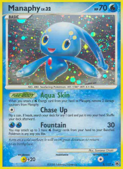 Manaphy 8/100 Rare Holo card from Majestic Dawn