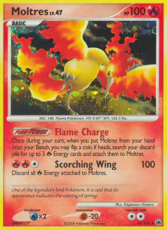 Moltres 10/100 Rare Holo card from Majestic Dawn