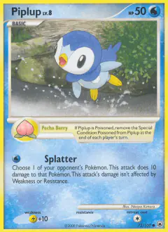Piplup 72/100 Common card from Majestic Dawn