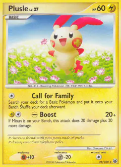 Plusle 28/100 Rare card from Majestic Dawn