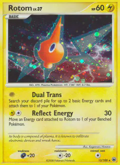 Rotom 13/100 Rare Holo card from Majestic Dawn