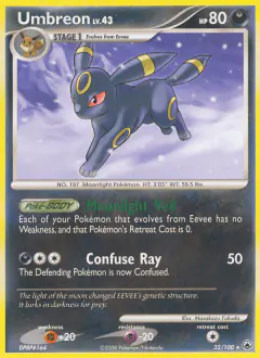 Umbreon 32/100 Rare card from Majestic Dawn