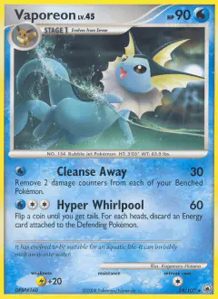 Vaporeon 34/100 Rare card from Majestic Dawn