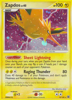 Zapdos 14/100 Rare Holo card from Majestic Dawn