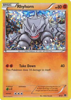 Rhyhorn 8/12 card from McDonald's Collection 2015
