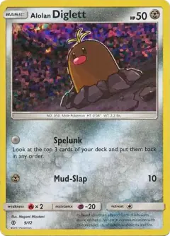 Alolan Diglett 9/12 card from McDonald's Collection 2017