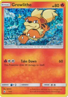 Growlithe 1/12 card from McDonald's Collection 2018