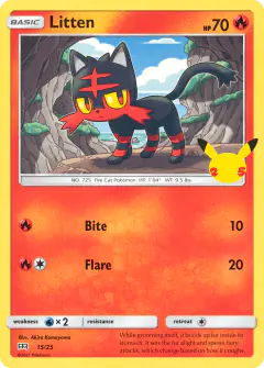 Litten 15/25 card from McDonald's Collection 2021