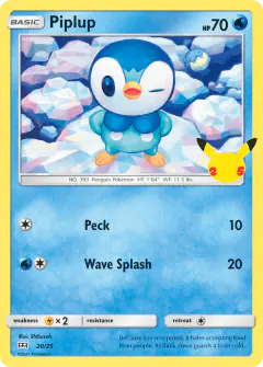 Piplup 20/25 card from McDonald's Collection 2021