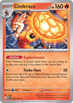 Cinderace 028/132 Rare card from Mega Evolution Base