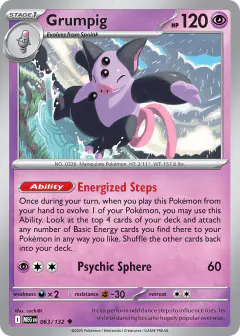 Grumpig 063/132 Uncommon card from Mega Evolution Base