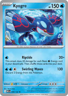 Kyogre 034/132 Rare card from Mega Evolution Base