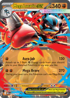 Mega Lucario ex 077/132 Double Rare card from Mega Evolution Base