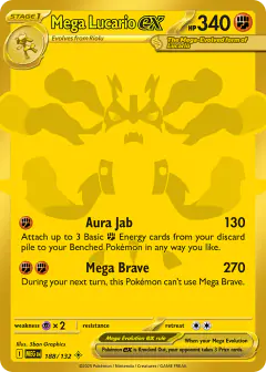 Mega Lucario ex 188/132 Mega Hyper Rare card from Mega Evolution Base