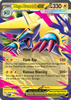 Mega Manectric ex 050/132 Double Rare card from Mega Evolution Base