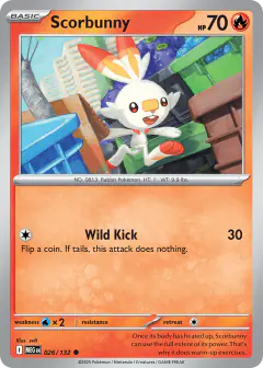 Scorbunny 026/132 Common card from Mega Evolution Base
