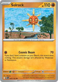 Solrock 075/132 Uncommon card from Mega Evolution Base