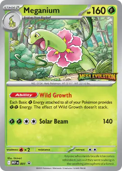 Meganium 001 Promo card from Mega Evolution Black Star Promos