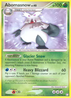 Abomasnow 19/123 Rare card from Mysterious Treasures