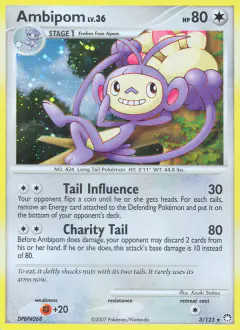 Ambipom 3/123 Rare Holo card from Mysterious Treasures