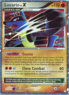 Lucario LV.X 122/123 Rare Holo LV.X card from Mysterious Treasures