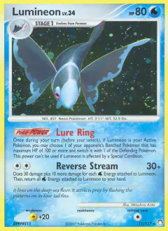 Lumineon 11/123 Rare Holo card from Mysterious Treasures