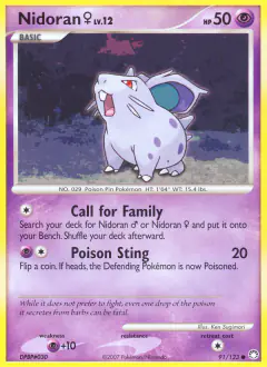 Nidoran ♀ 91/123 Common card from Mysterious Treasures
