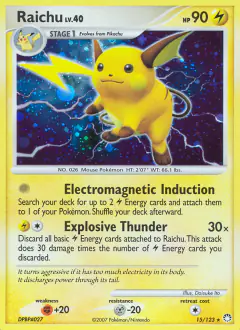 Raichu 15/123 Rare Holo card from Mysterious Treasures