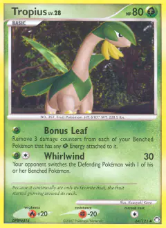 Tropius 64/123 Uncommon card from Mysterious Treasures