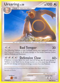 Ursaring 38/123 Rare card from Mysterious Treasures