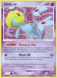 Uxie 18/123 Rare Holo card from Mysterious Treasures
