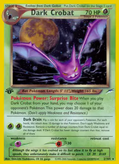 Dark Crobat 2/105 Rare Holo card from Neo Destiny
