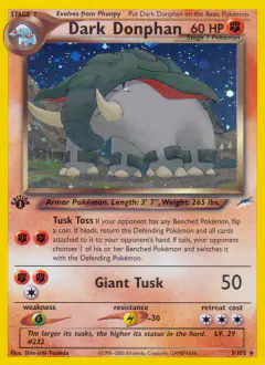 Dark Donphan 3/105 Rare Holo card from Neo Destiny