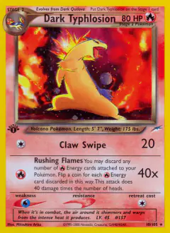 Dark Typhlosion 10/105 Rare Holo card from Neo Destiny