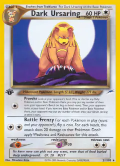 Dark Ursaring 21/105 Rare card from Neo Destiny