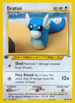 Dratini 63/105 Common card from Neo Destiny