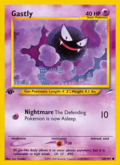 Gastly 65/105 Common card from Neo Destiny