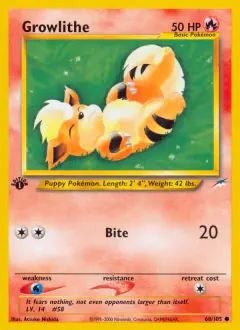 Growlithe 68/105 Common card from Neo Destiny