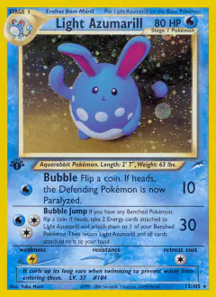 Light Azumarill 13/105 Rare Holo card from Neo Destiny