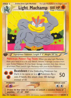 Light Machamp 25/105 Rare card from Neo Destiny