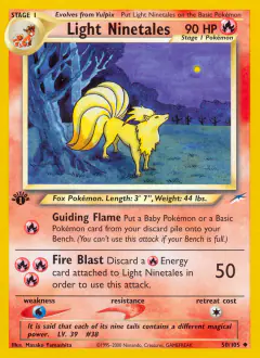 Light Ninetales 50/105 Uncommon card from Neo Destiny
