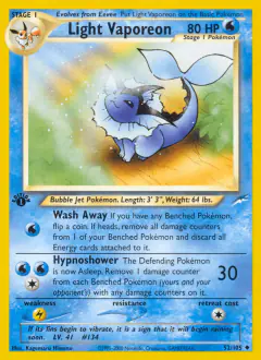 Light Vaporeon 52/105 Uncommon card from Neo Destiny