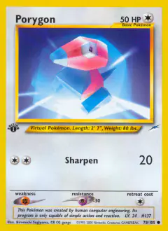 Porygon 78/105 Common card from Neo Destiny