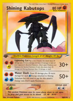 Shining Kabutops 108/105 Rare Shining card from Neo Destiny