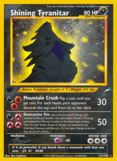 Shining Tyranitar 113/105 Rare Shining card from Neo Destiny